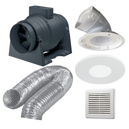 Premium Inline Exhaust Kit Round Tri CCT LED White Ventair