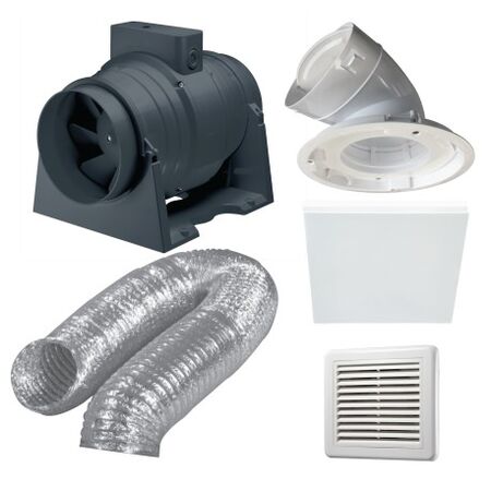 Premium Inline Exhaust Kit Square Fascia White Ventair