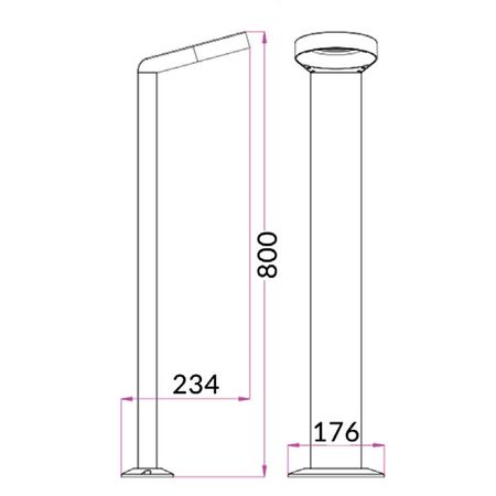 Bollard Light LED 7W 3000K Triangle Grey IP54 800mm CLA Lighting
