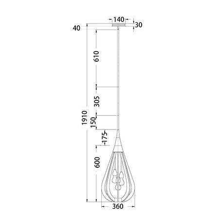 Pendant Light 3 Light ES Winter Moss Tear Drop 355mm CLA Lighting