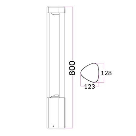 Bollard Light LED 7W 3000K Triangle Grey IP54 800mm CLA Lighting