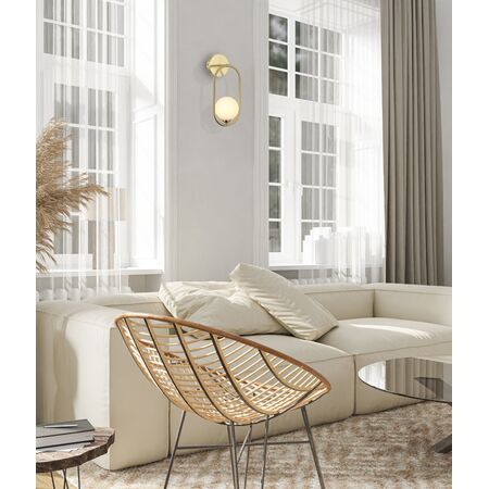 Wall Light G9 Round Opal Glass Satin Gold Frame CLA Lighting