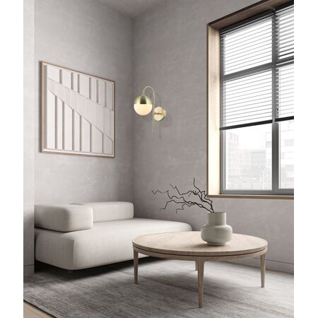 Wall Light G9 Round Opal Glass Satin Gold Bracket CLA Lighting