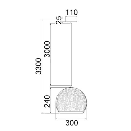 Pendant ES Black Embossed Dome Gold Interior 300mm CLA Lighting