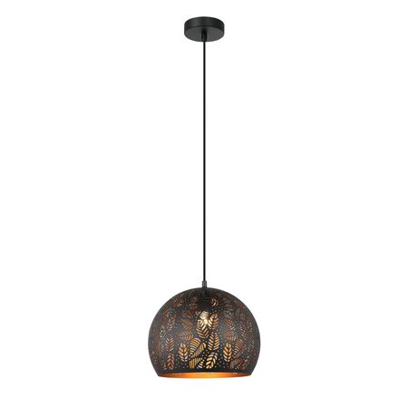 Pendant ES Black Embossed Dome Gold Interior 300mm CLA Lighting