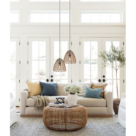 Pendant ES Ellipse Hemp Rope Black Hardware 300mm CLA Lighting