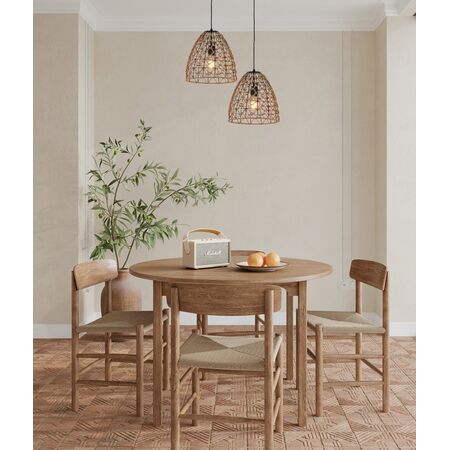 Pendant ES Ellipse Hemp Rope Black Hardware 300mm CLA Lighting