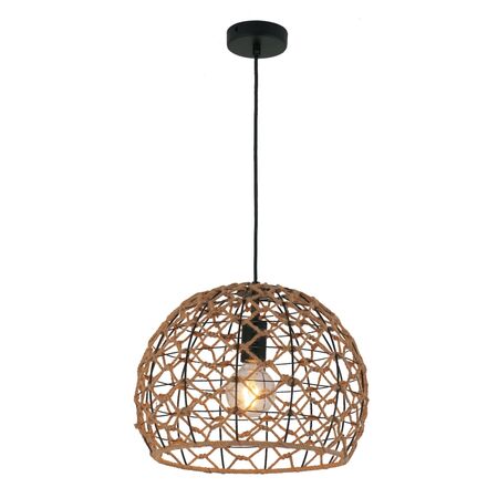 Pendant Light ES Wine Glass Hemp Rope Black 360mm CLA Lighting