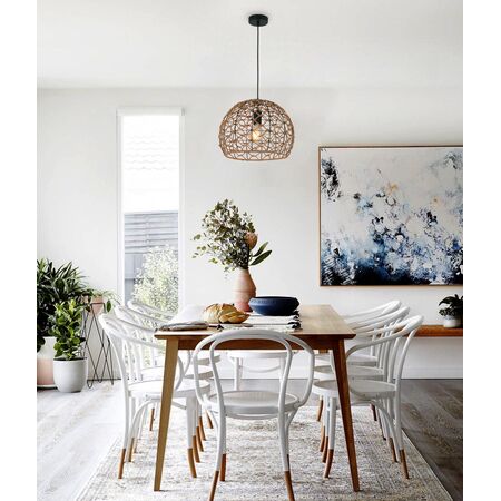 Pendant Light ES Wine Glass Hemp Rope Black 360mm CLA Lighting