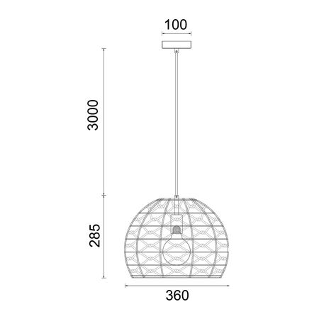 Pendant Light ES Wine Glass Hemp Rope Black 360mm CLA Lighting