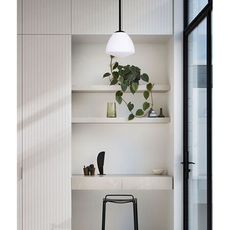 Pendant Light ES Dome Glass Matt Black Frosted 280mm CLA Lighting