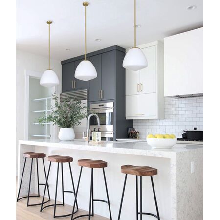 Pendant Light ES Dome Glass Matt Black Frosted 280mm CLA Lighting