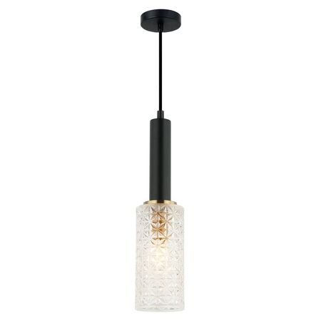 Pendant SES Cut Glass Oblong Matt Black Brass 90mm CLA Lighting