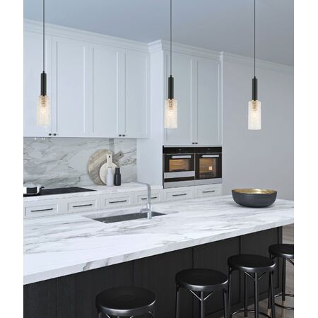 Pendant SES Cut Glass Oblong Matt Black Brass 90mm CLA Lighting