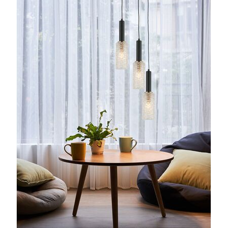 Pendant SES Cut Glass Oblong Matt Black Brass 90mm CLA Lighting