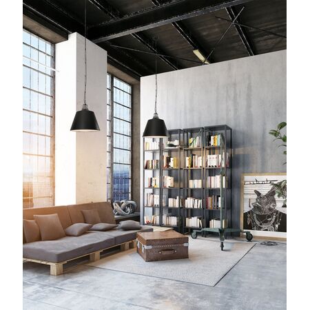 Pendant ES Bell Black Metal Grey Travertine 450mm CLA Lighting