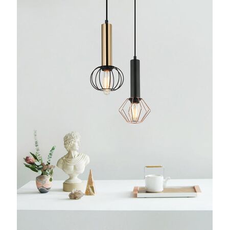 Pendant ES Diamond Cage Matt Black Copper 150mm CLA Lighting