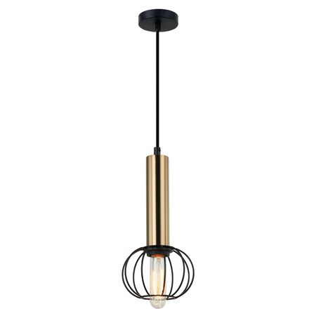 Pendant ES Round Cage Antique Brass Black 150mm CLA Lighting