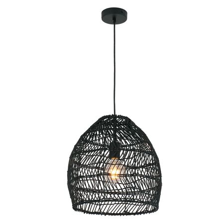 Pendant Light ES Rattan Ellipse Matte Black 340mm CLA Lighting