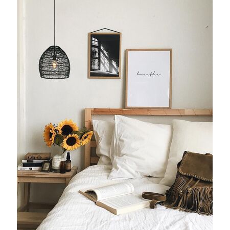 Pendant Light ES Rattan Ellipse Matte Black 340mm CLA Lighting