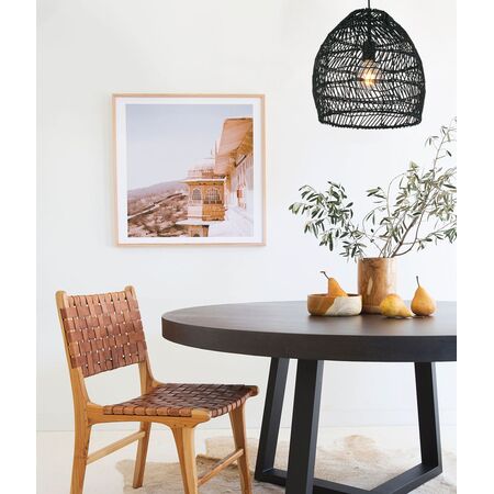 Pendant Light ES Rattan Ellipse Matte Black 340mm CLA Lighting