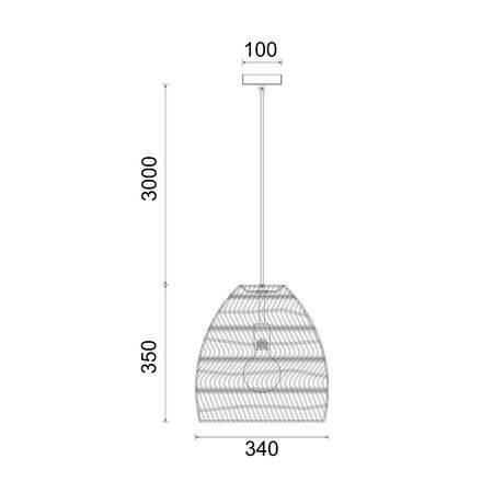 Pendant Light ES Rattan Ellipse Matte Black 340mm CLA Lighting