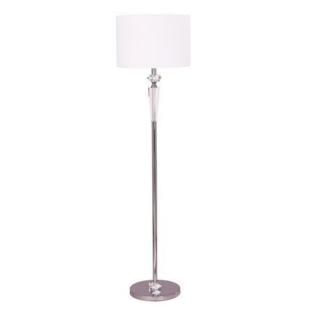 Floor Lamp ES White Drum Chrome Rod Crystal 380mm CLA Lighting