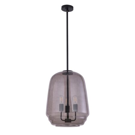 Pendant 3 Light ES Smokey Glass Pyramid Black 400mm CLA Lighting