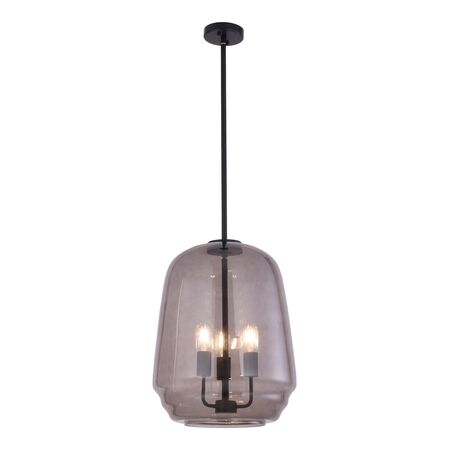 Pendant 3 Light ES Smokey Glass Pyramid Black 400mm CLA Lighting