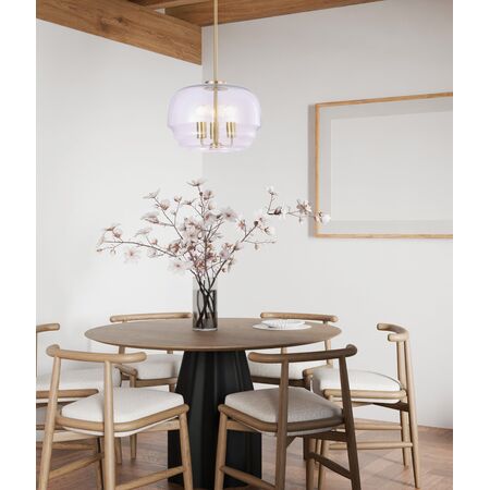 Pendant 3 Light ES Wine Glass Clear Brass 400mm CLA Lighting
