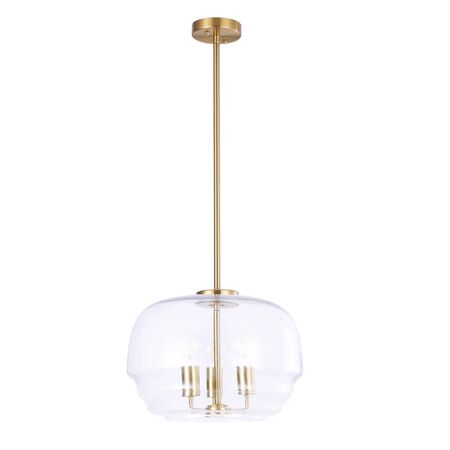 Pendant 3 Light ES Wine Glass Clear Brass 400mm CLA Lighting