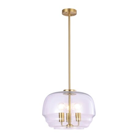 Pendant 3 Light ES Wine Glass Clear Brass 400mm CLA Lighting