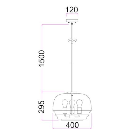 Pendant 3 Light ES Wine Glass Clear Brass 400mm CLA Lighting