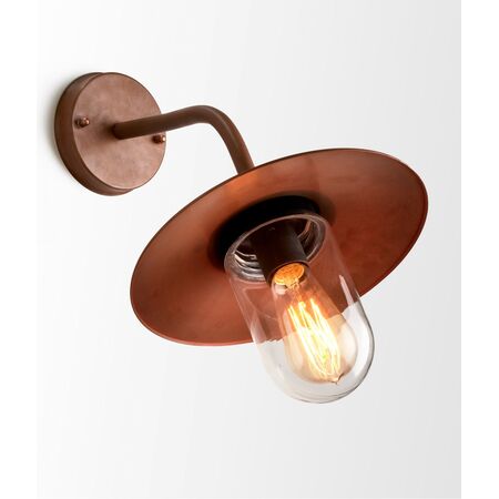 Outdoor Wall Light Sun Hat ES Aged Copper Glass IP54 CLA Lighting