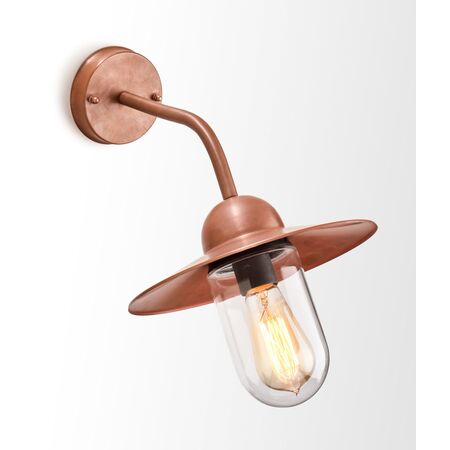 Outdoor Wall Light Sun Hat ES Aged Copper Glass IP54 CLA Lighting