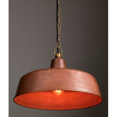 Pendant Light ES Angled Dome Aged Copper IP23 400mm CLA Lighting
