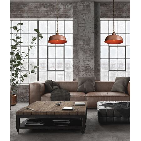 Pendant Light ES Angled Dome Aged Copper IP23 400mm CLA Lighting