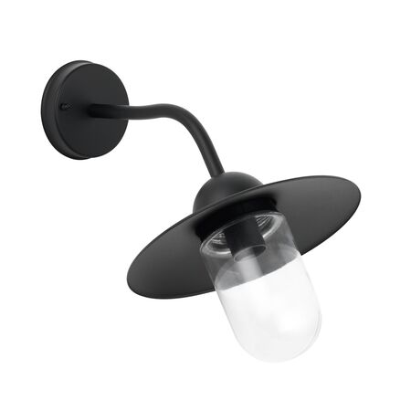 Outdoor Wall Light Sun Hat ES Matt Black Glass IP54 CLA Lighting