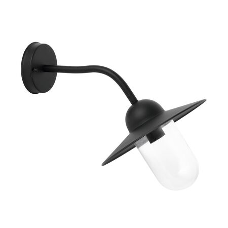 Outdoor Wall Light Sun Hat ES Matt Black Glass IP54 CLA Lighting