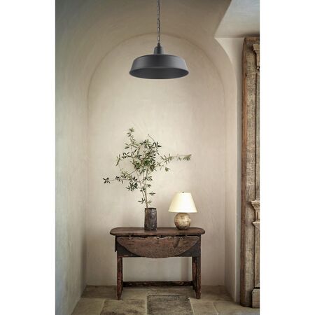 Pendant Light ES Angled Dome Matt Black IP23 400mm CLA Lighting