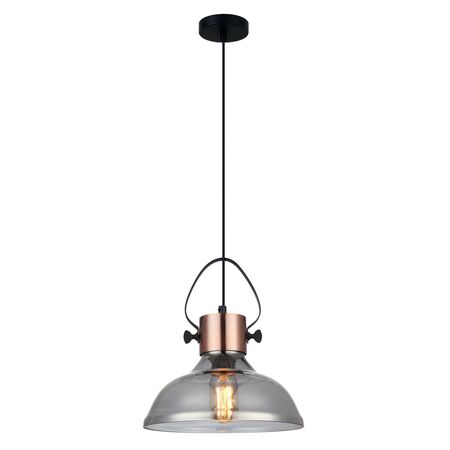 Pendant Light ES Smoke Glass Dome Copper 250mm CLA Lighting