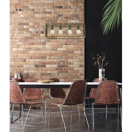 Pendant 4 Light ES Rectangular Cage Brass 630mm CLA Lighting