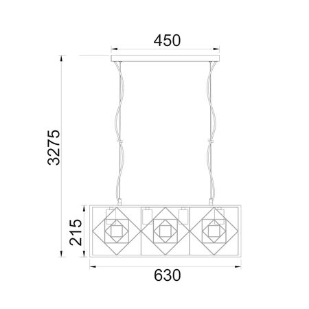 Pendant 4 Light ES Rectangular Cage Brass 630mm CLA Lighting