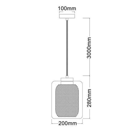 Pendant Light ES Oblong Black Mesh Clear Glass 200mm CLA Lighting