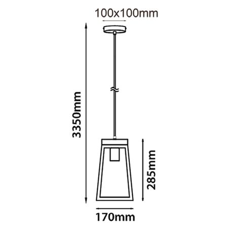 Pendant Light ES Trapezium Wood Matt Black 170mm CLA Lighting