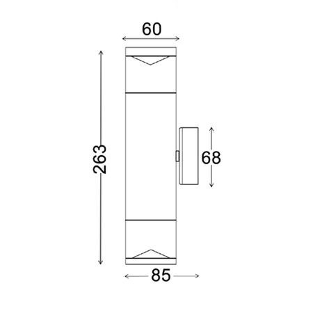 Pillar Light Up Down GU10 Anti-Glare Titanium IP65 CLA Lighting