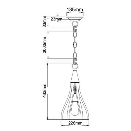 Pendant Light ES Small Bell Dark Red Wood 226mm CLA Lighting