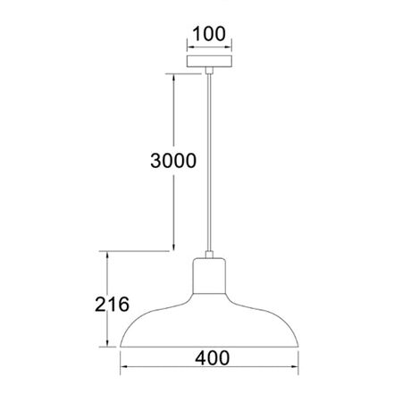 Pendant ES Dome Matt Grey Copper Highlight 400mm CLA Lighting