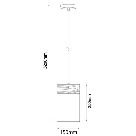 Pendant ES White Cloth Oblong Wood Trim Small 150mm CLA Lighting