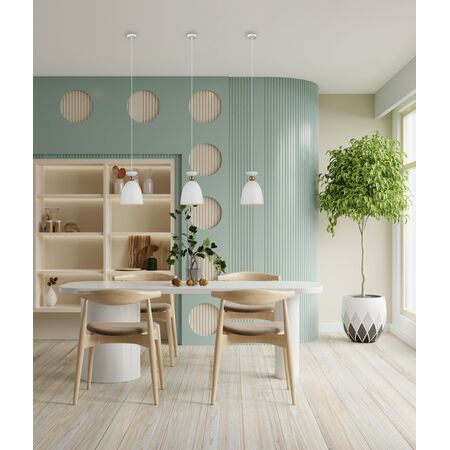 Pendant Light ES Bell Iron Brass Matt White 220mm CLA Lighting